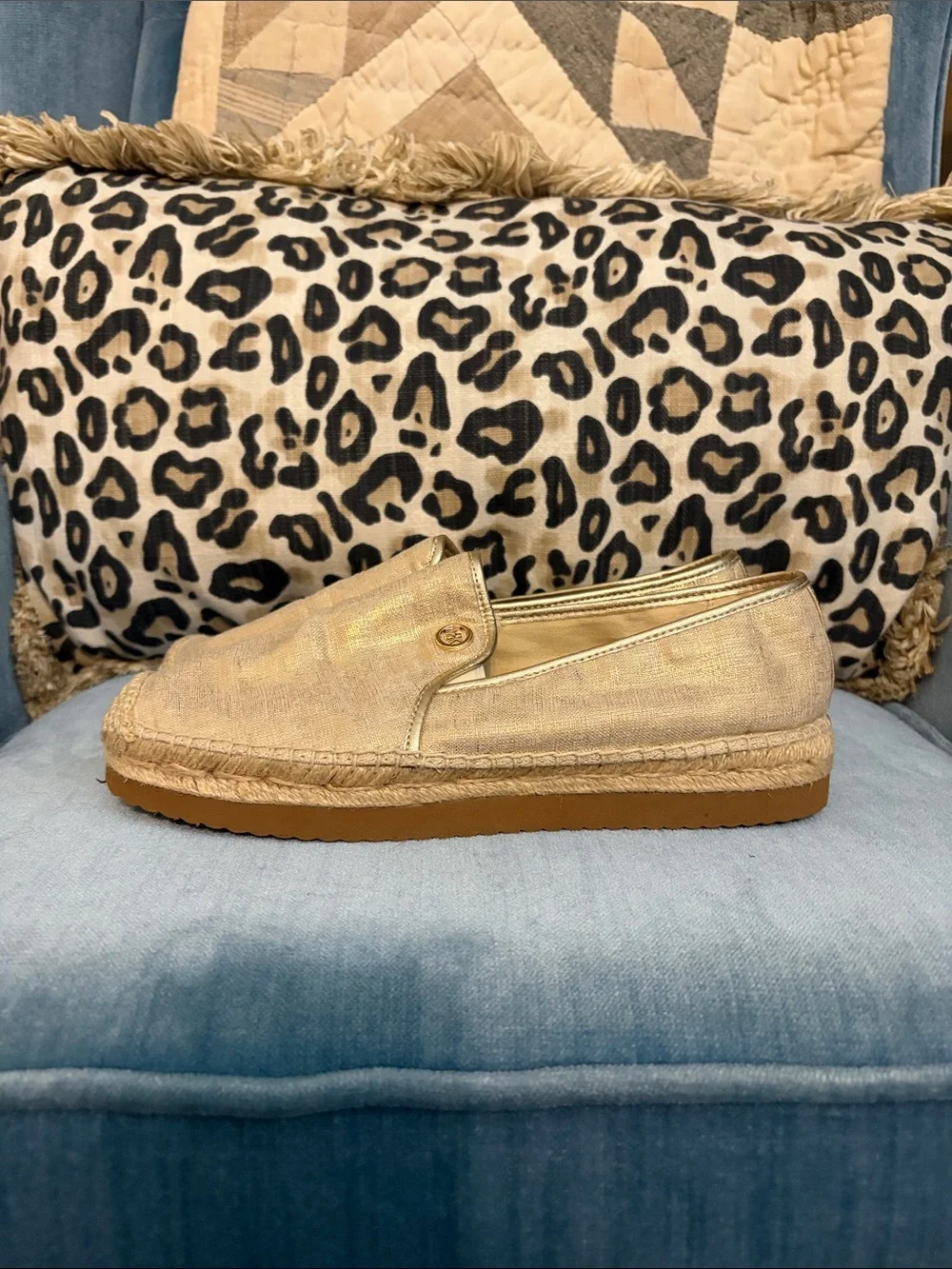 Michael Kors Metallic Gold Espadrille Slip-On Flats